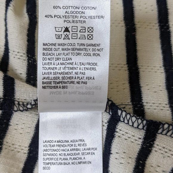Lucky Brand White and Black Striped Stretch Blouse Size Large - Picture 6 of 10